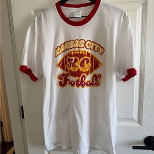 Port and Company White and Red Football Tee